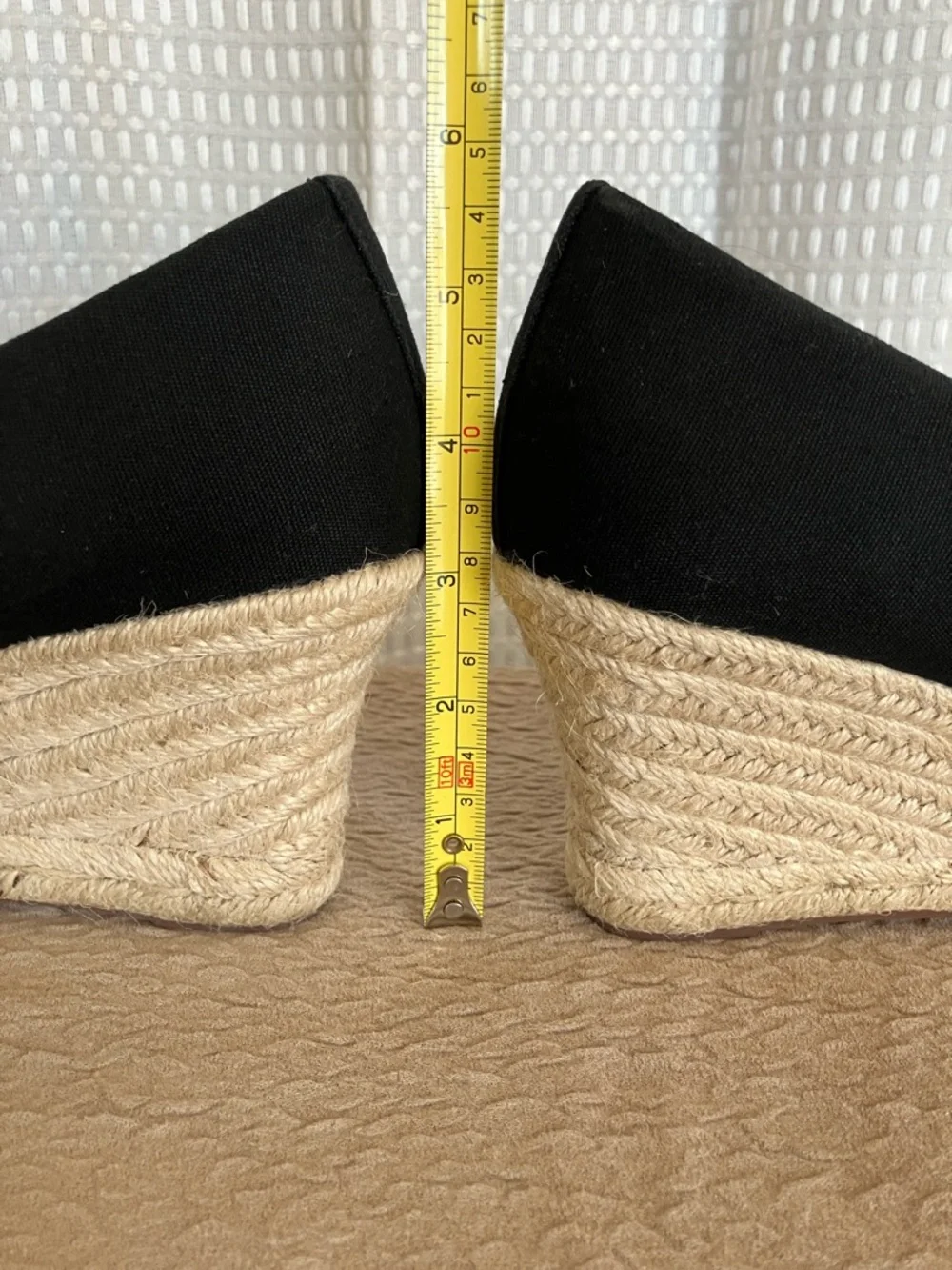 J.Crew Factory Espadrille Wedge Heels Black Canvas AL003 Size 10